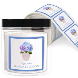 Potted Hydrangea Square Gift Stickers in a Jar